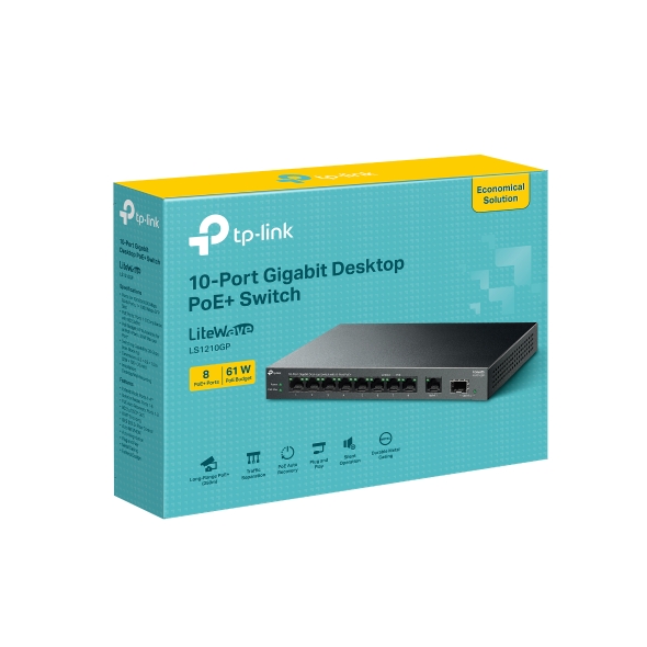 TP-LINK LS1210GP 10 PORT 10/100/1000 8 PORT POE+ YONETILEMEZ DESKTOP SWITCH METAL KASA