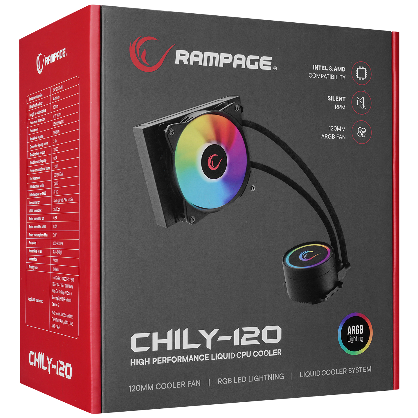 RAMPAGE CHILY-120 120MM LGA1200/AM4 SOKET ARGB SIVI SOĞUTMA