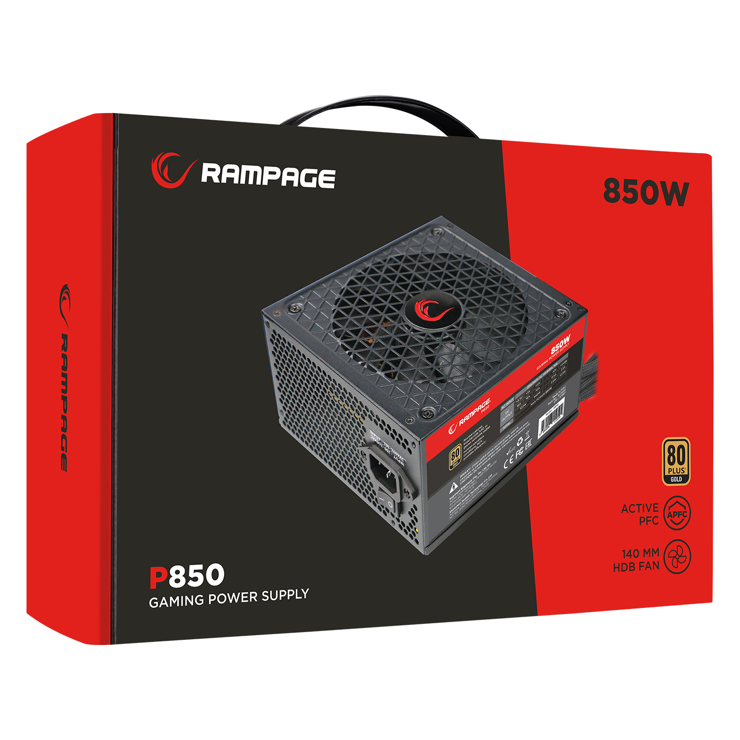 RAMPAGE P850 850W 80+ GOLD 14CM POWER SUPPLY LONG LIFE HDB