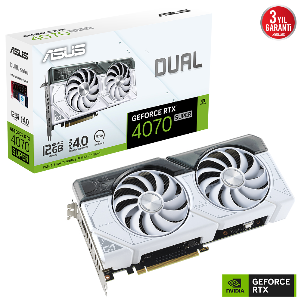 ASUS DUAL-RTX4070S-12G-WHITE RTX4070 SUPER 12GB GDDR6X 192Bit 3xDP/1xHDMI PCI-E 4.0