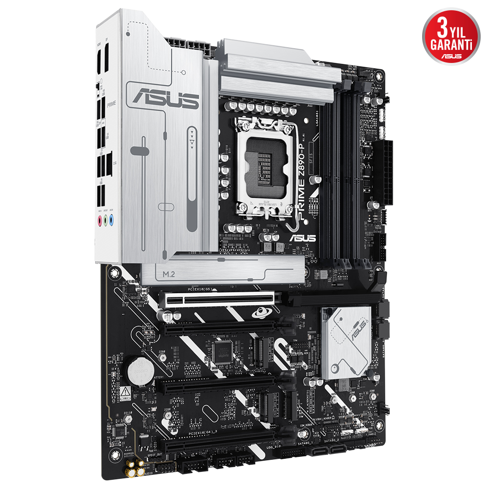 ASUS PRIME Z890-P 4x DDR5 HDMI 4x M.2 1x 2.5GLAN 1851P ANAKART, Intel Z890 LGA1851 DDR5 8400 DP HDMI Type-C 4x M2 USB3.2 AURA RGB 2.5Gbit LAN ATX 14+1+2+1 Güç Aşamaları, ASUS AI Teknolojieri, Easy PC DIY