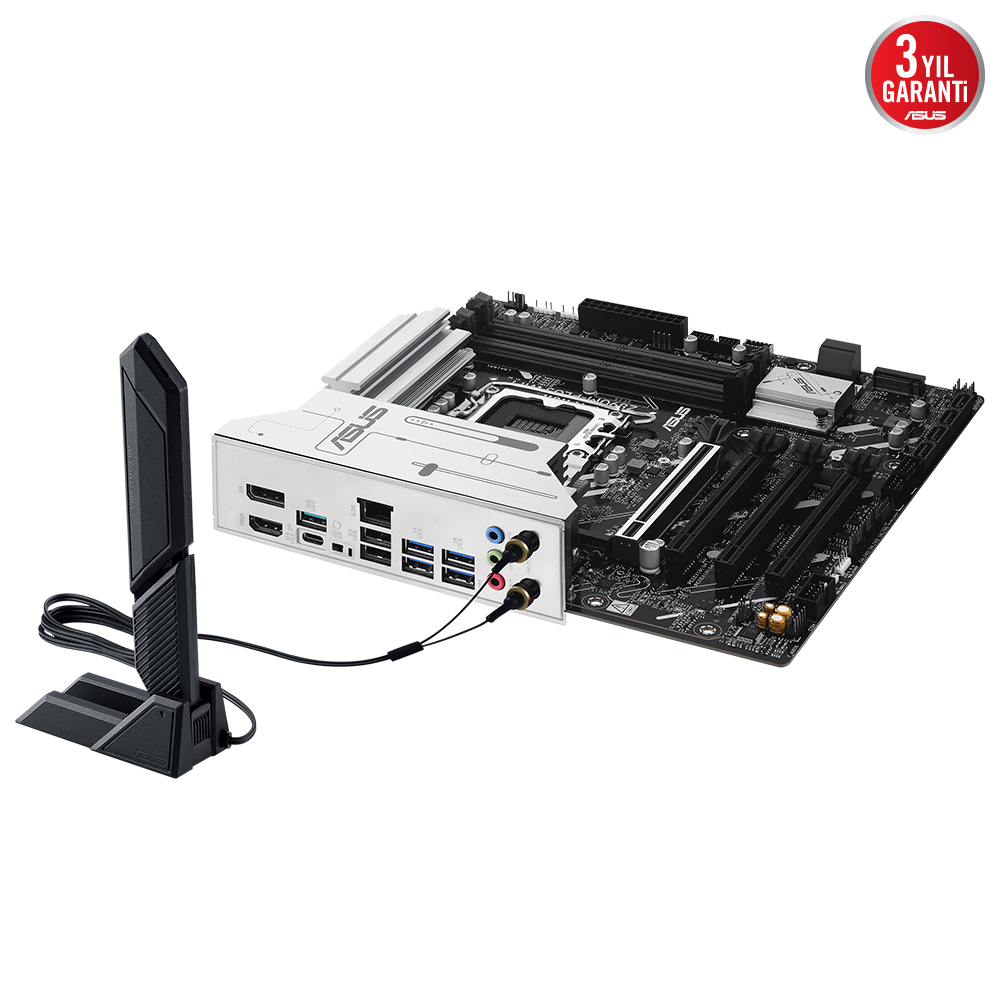 ASUS PRIME Z890M-PLUS WIFI 4x DDR5 DP/HDMI 3x M.2 1x 2.5GLAN/WIFI7/BT USB3.2 1851P ANAKART, Intel Z890 LGA1851 DDR5 8400 DP HDMI Type-C 3x M2 USB3.2 WiFi7 BT AURA RGB 2.5Gbit LAN mATX 10+1+2+1 Güç Aşamaları, ASUS GlideX