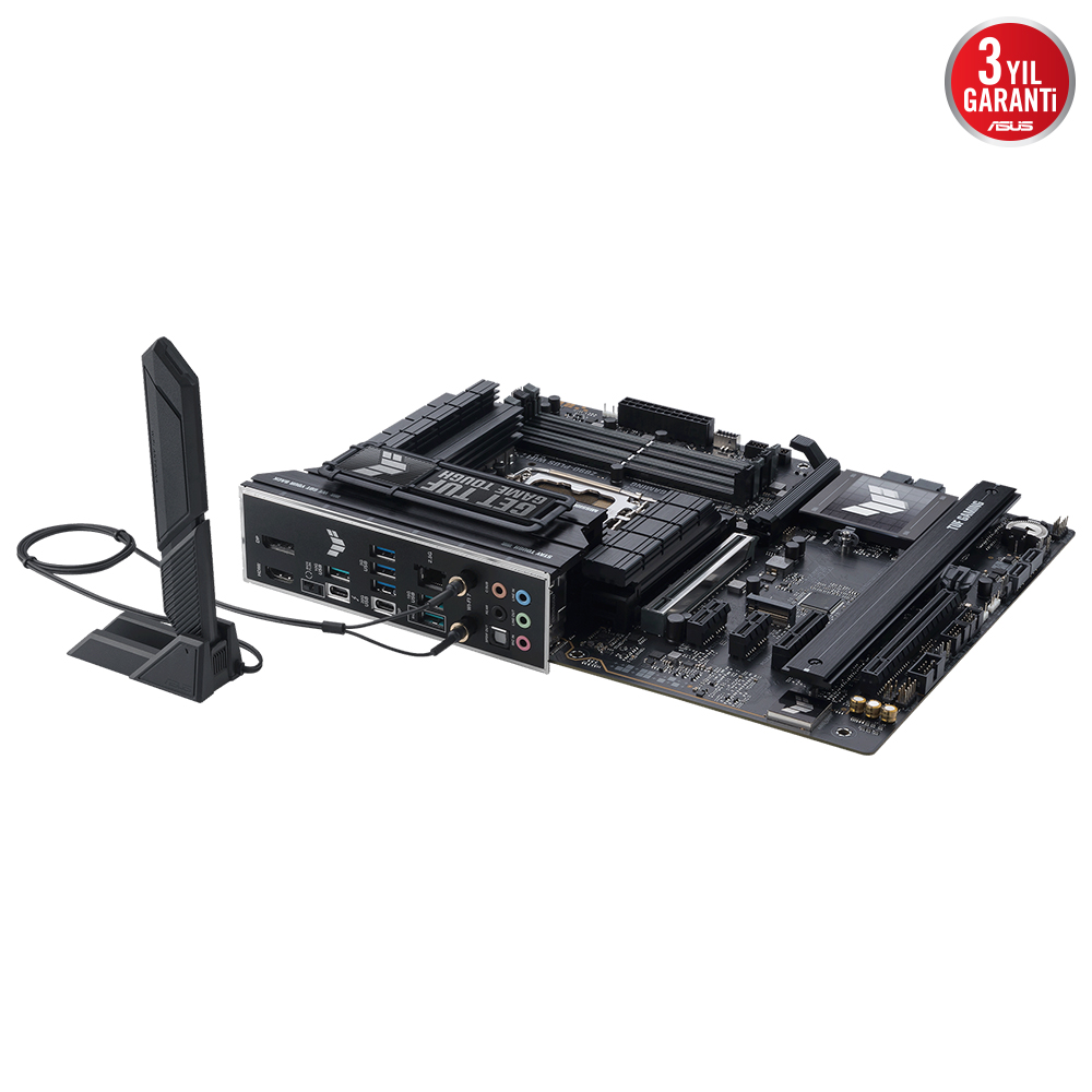 ASUS TUF GAMING Z890-PLUS WIFI 4x DDR5 DP/HDMI 4x M.2 1x 2.5GLAN/WIFI7/BT USB4 1851P ANAKART, Intel Z890 LGA1851 DDR5 9066 DP HDMI USB4 4x M2 USB3.2 WiFi7 BT AURA RGB 2.5Gbit LAN ATX 16+1+2+1 Güç Aşamaları, Thunderbolt 4