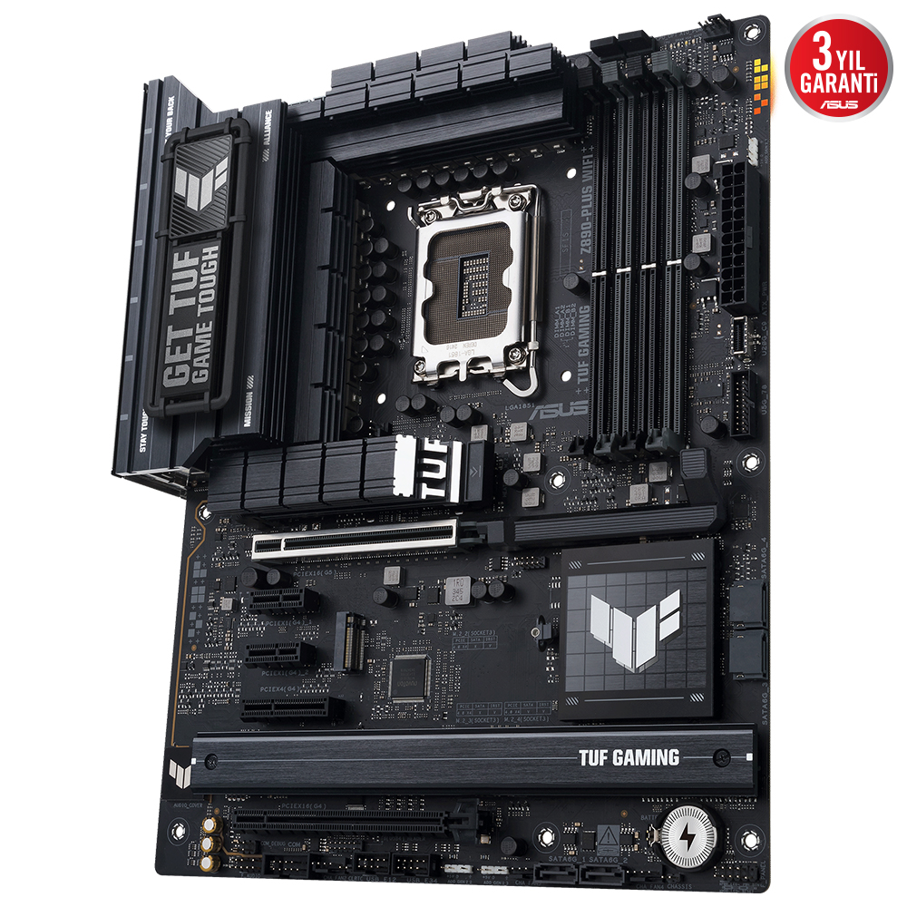 ASUS TUF GAMING Z890-PLUS WIFI 4x DDR5 DP/HDMI 4x M.2 1x 2.5GLAN/WIFI7/BT USB4 1851P ANAKART, Intel Z890 LGA1851 DDR5 9066 DP HDMI USB4 4x M2 USB3.2 WiFi7 BT AURA RGB 2.5Gbit LAN ATX 16+1+2+1 Güç Aşamaları, Thunderbolt 4