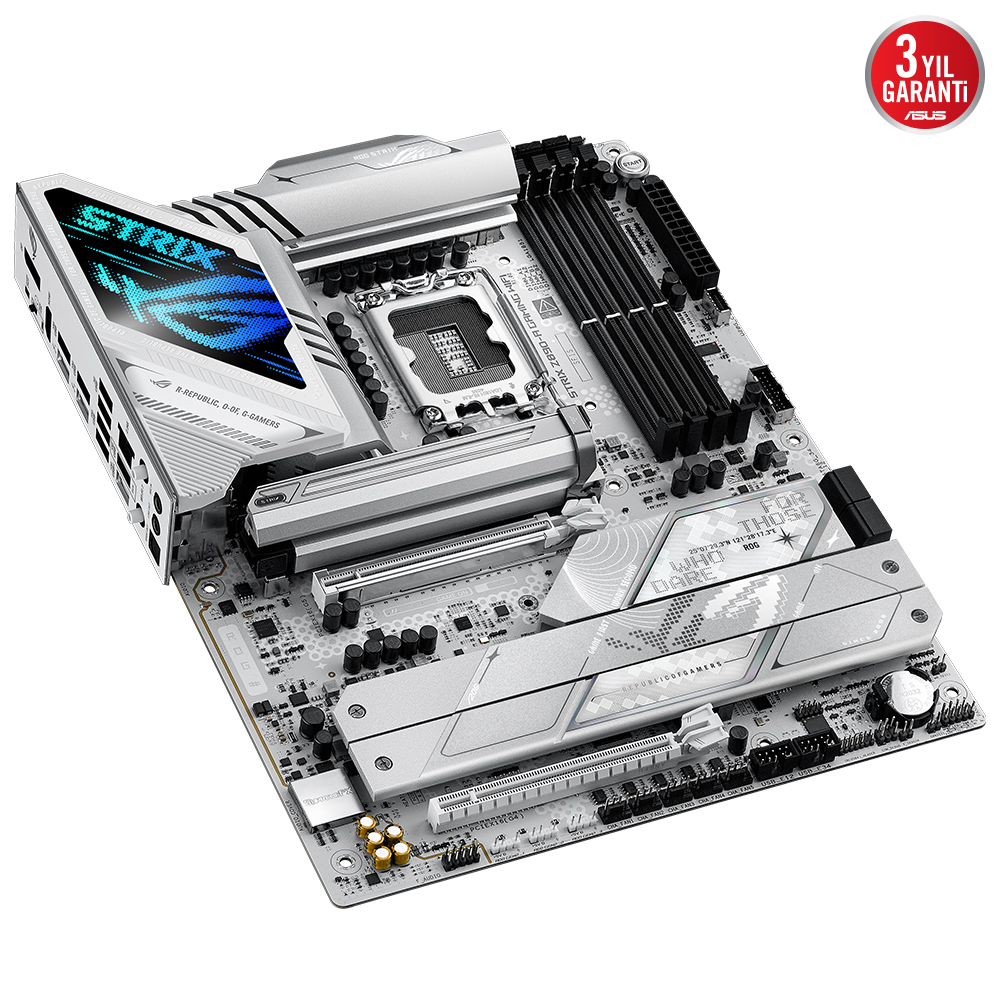 ASUS ROG STRIX Z890-A GAMING WIFI 4xDDR5 DP/HDMI 5xM.2 1x2.5GLAN/WIFI7/BT 2xUSB4 1851P ANAKART, Intel Z890 LGA1851 DDR5 9066 WiFi7 BT AURA RGB 2.5Gbit LAN, Thunderbolt 4, USB 10G PD3.0 ile 30Wa kadar USB Çıkış