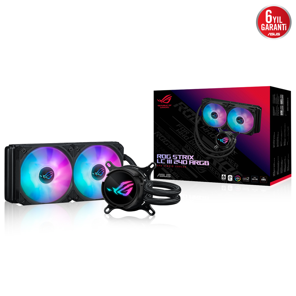 ASUS ROG STRIX LC III 240 ARGB AURA SYNC RGB 240MM LGA1700/AM4 SOKET SIVI SOĞUTMA