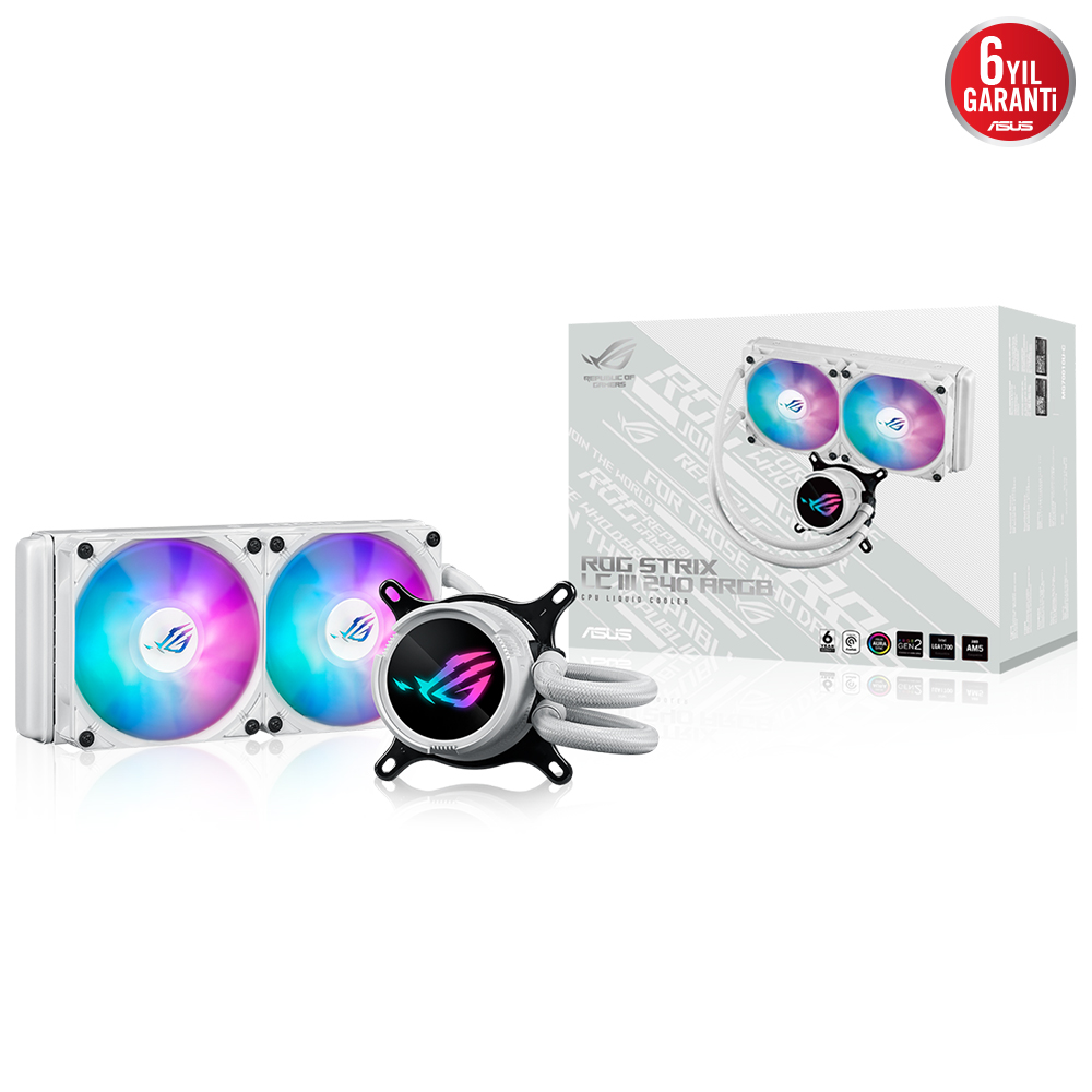 ASUS ROG STRIX LC III 240 ARGB WHITE AURA SYNC RGB FAN 240MM LGA1700/AM4 SOKET SIVI SOĞUTMA