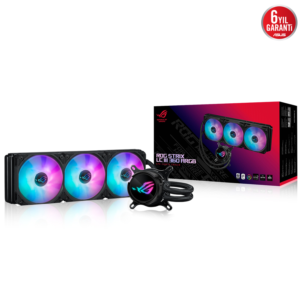 ASUS ROG STRIX LC III 360 ARGB AURA SYNC RGB FAN 360MM LGA1700/AM4 SOKET SIVI SOĞUTMA