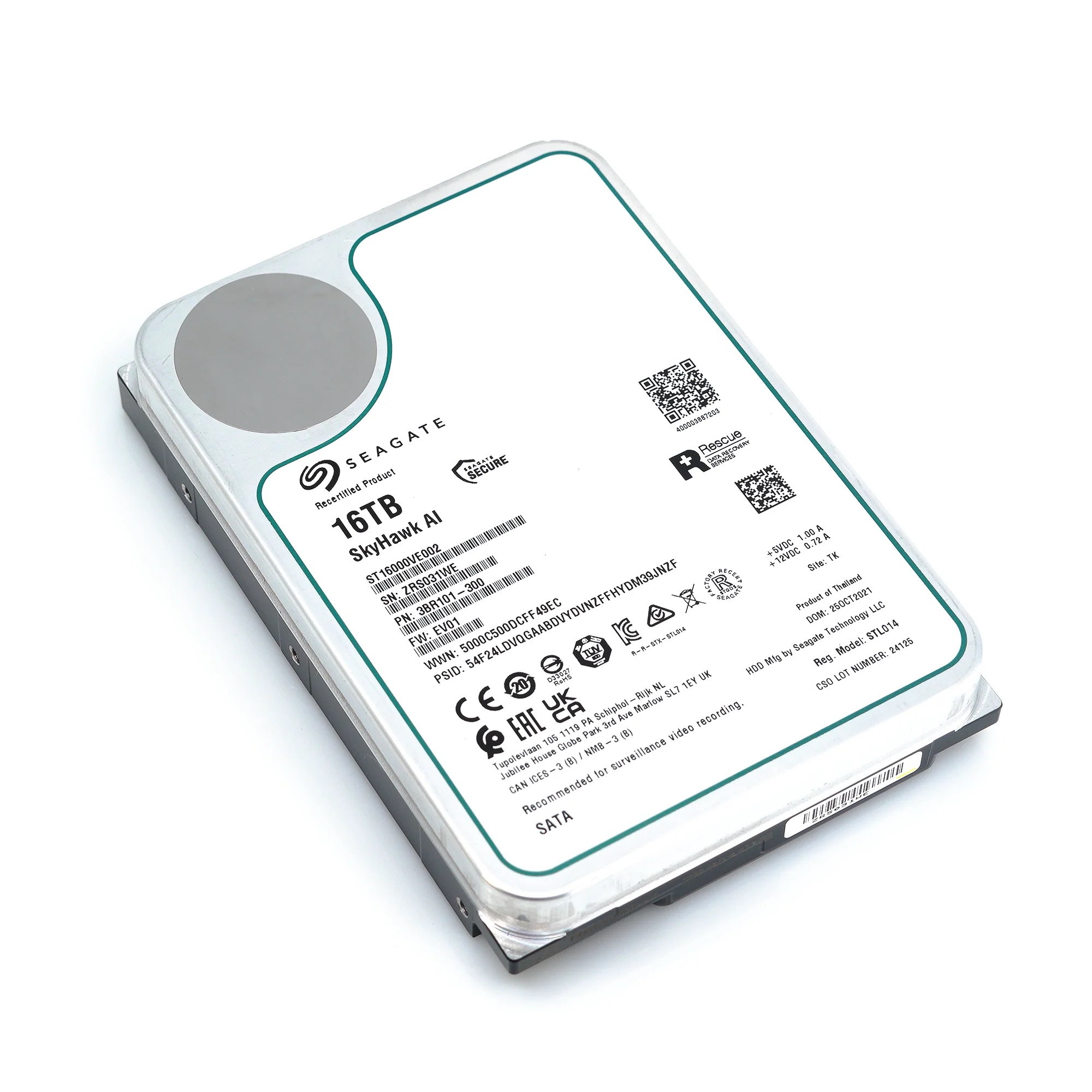 SEAGATE SKYHAWK 16TB 7200RPM 256MB SATA3 6Gbit/sn ST16000VE002 7/24 HDD