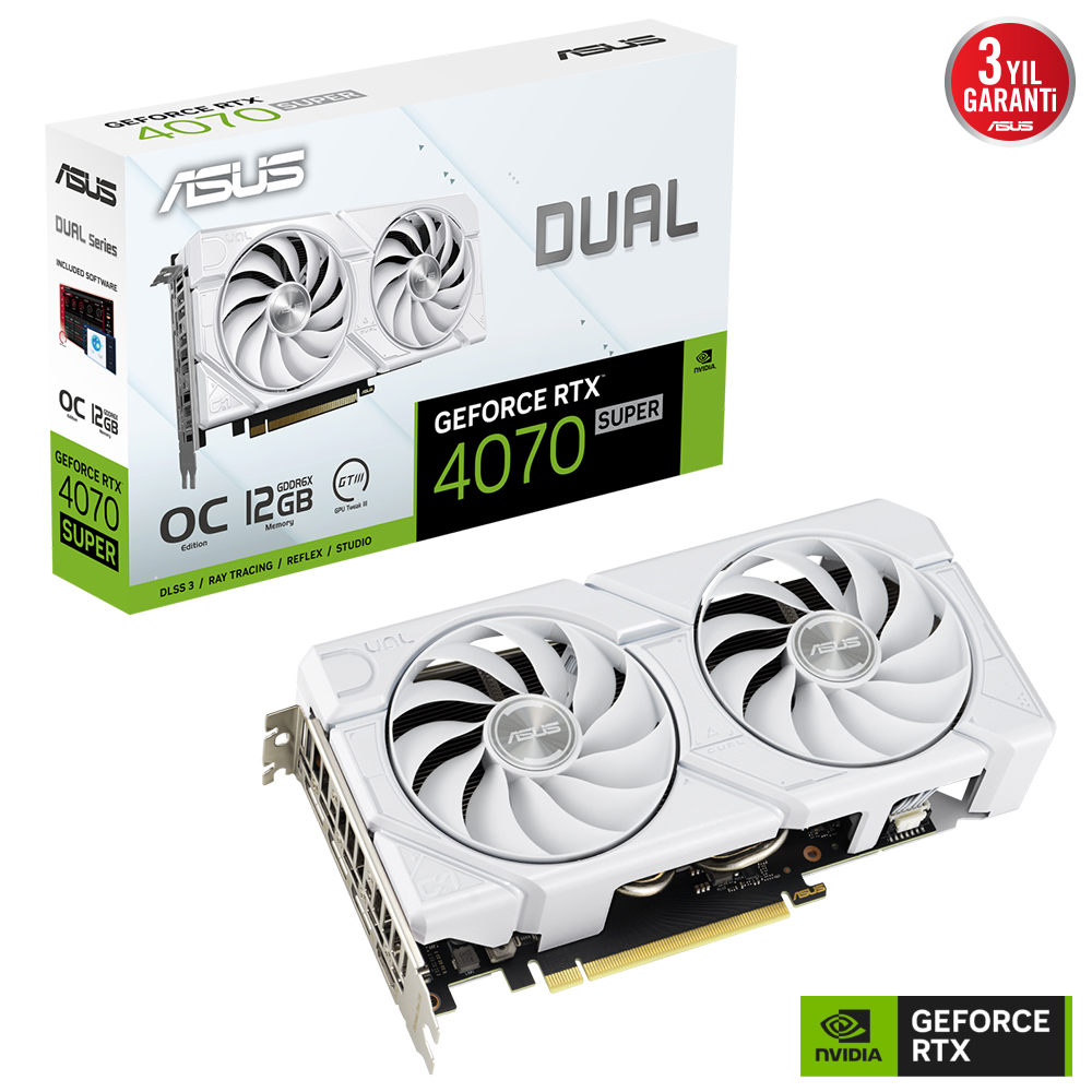 ASUS DUAL-RTX4070S-O12G-EVO-WHITE RTX4070 12GB GDDR6X 192Bit 3xDP/1xHDMI PCI-E 4.0