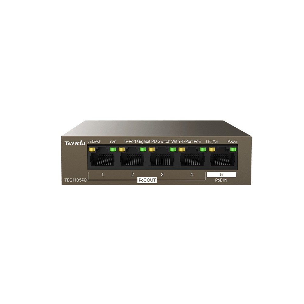 TENDA TEG1105PD 5 PORT 10/100/1000 4 PORT POE YONETILEMEZ DESKTOP SWITCH