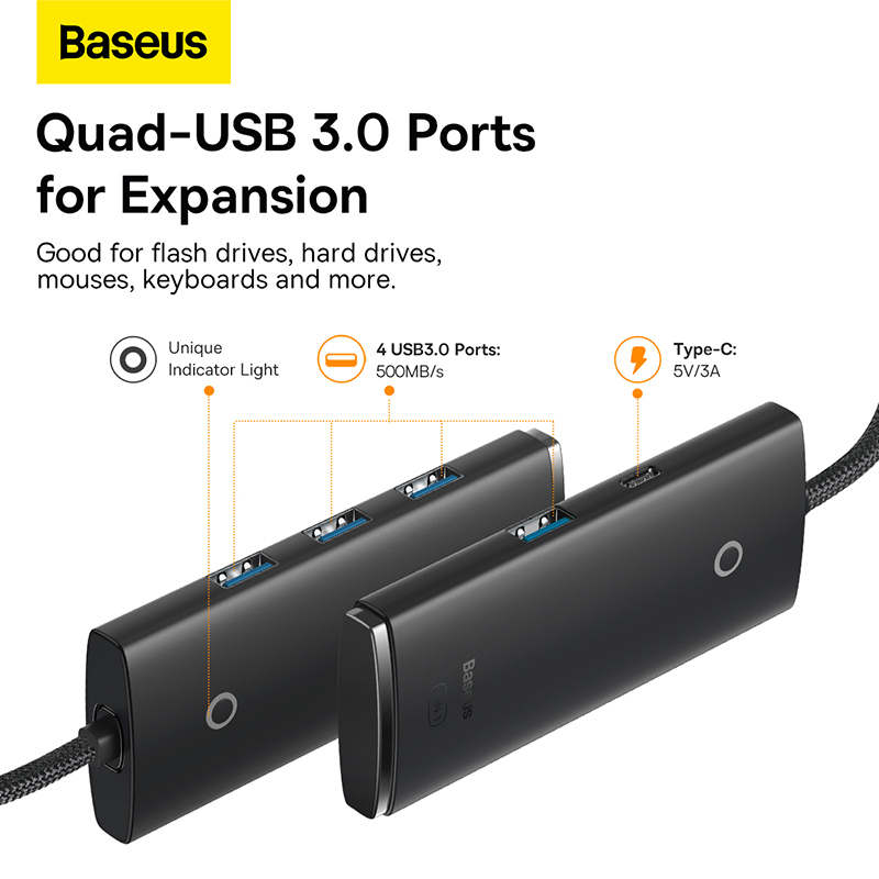 BASEUS WKQX030301 TYPE-C TO USB 3.0*4 ÇEVİRİCİ HUB