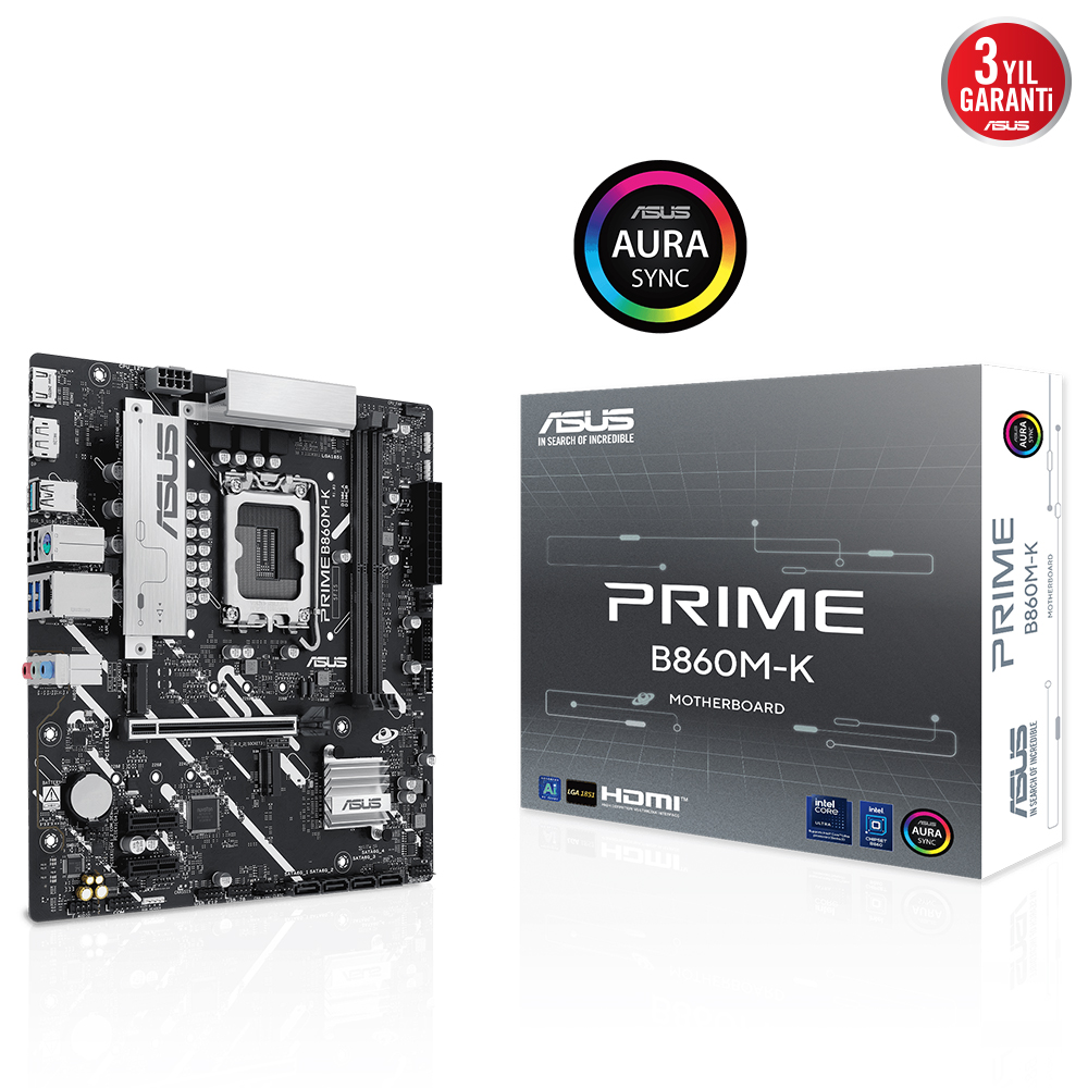 ASUS PRIME B860M-K 2x DDR5 DP/HDMI 2x M.2 1x 2.5GLAN USB3.2 1851P ANAKART