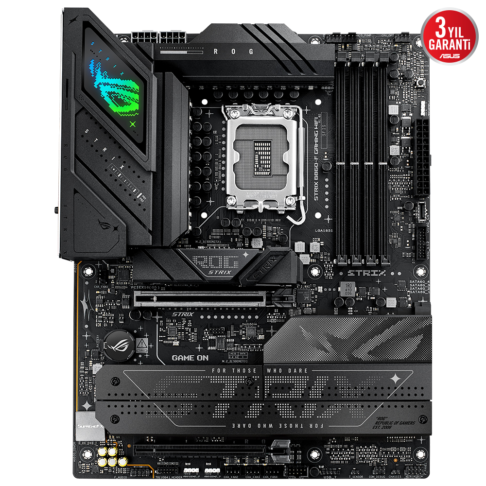 ASUS ROG STRIX B860-F GAMING WIFI 4x DDR5 DP/HDMI 4x M.2 1x 2.5GLAN/WIFI7/BT USB3.2 1851P ANAKART