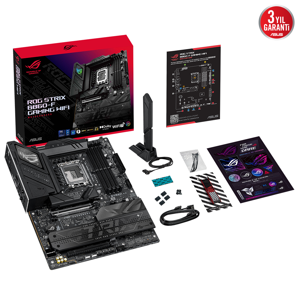 ASUS ROG STRIX B860-F GAMING WIFI 4x DDR5 DP/HDMI 4x M.2 1x 2.5GLAN/WIFI7/BT USB3.2 1851P ANAKART