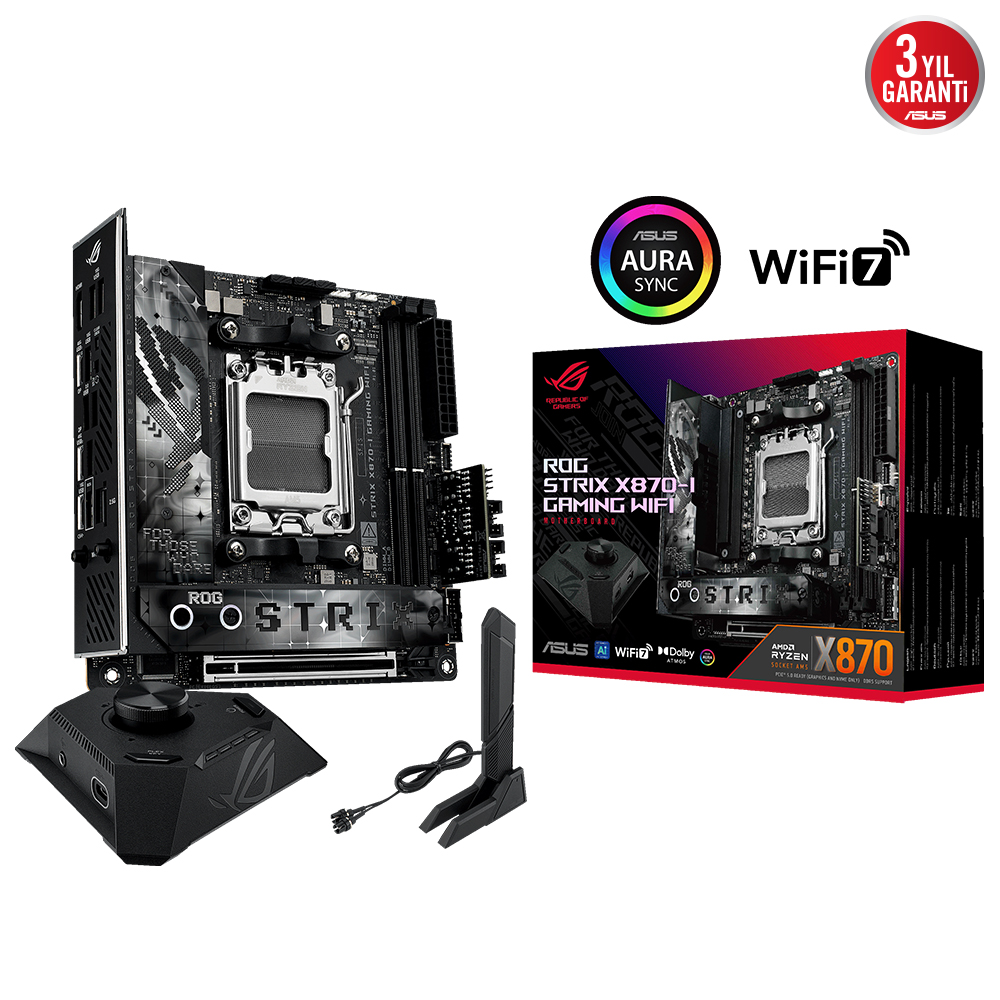 ASUS ROG STRIX X870-I GAMING WIFI 4xDDR5 HDMI 4xM.2 AM5 ANAKART