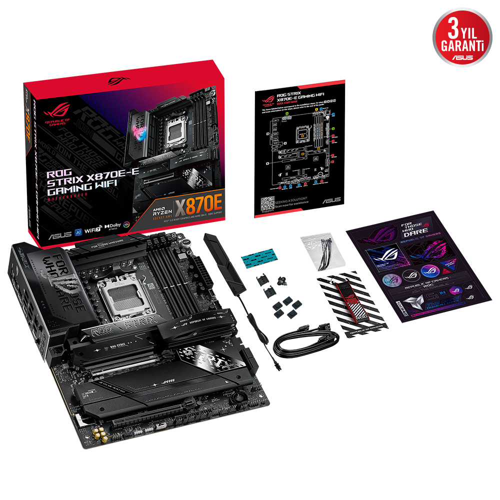 ASUS ROG STRIX X870E-E GAMING WIFI 4xDDR5 HDMI 5xM.2 AM5 ANAKART