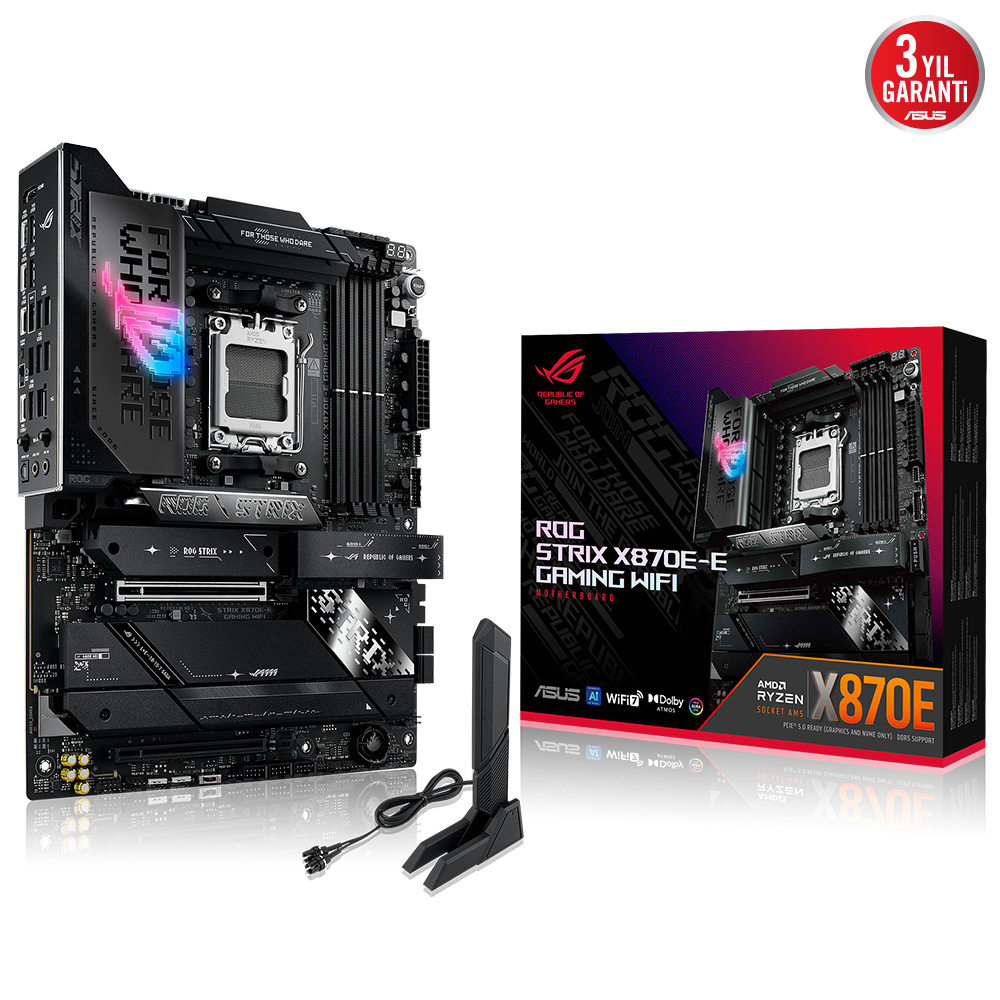 ASUS ROG STRIX X870E-E GAMING WIFI 4xDDR5 HDMI 5xM.2 AM5 ANAKART