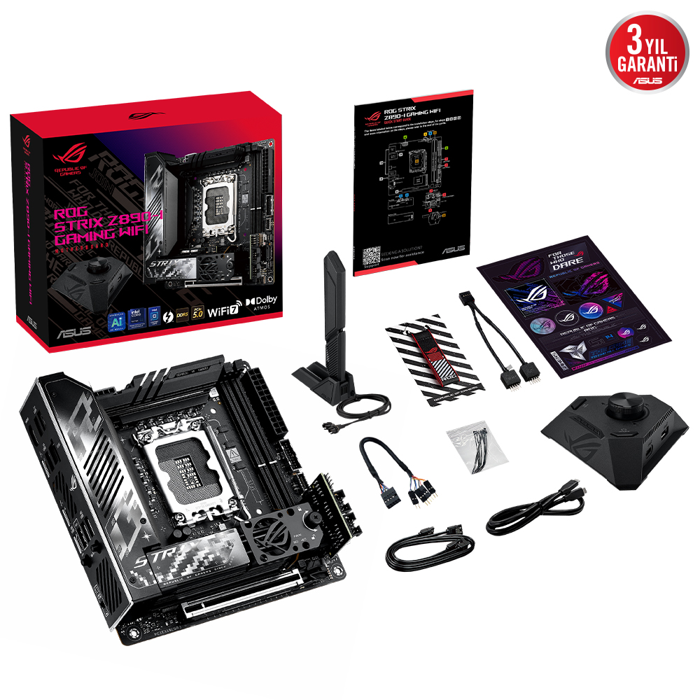 ASUS ROG STRIX Z890-I GAMING WIFI 4x DDR5 DP/HDMI 2x M.2 1x 2.5GLAN/WIFI7/BT USB3.2 1851P ANAKART