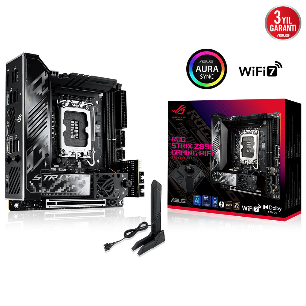 ASUS ROG STRIX Z890-I GAMING WIFI 4x DDR5 DP/HDMI 2x M.2 1x 2.5GLAN/WIFI7/BT USB3.2 1851P ANAKART