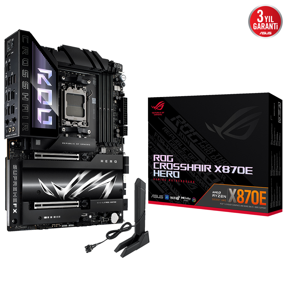 ASUS ROG CROSSHAIR X870E HERO 4xDDR5 HDMI 5xM.2 AM5 ANAKART