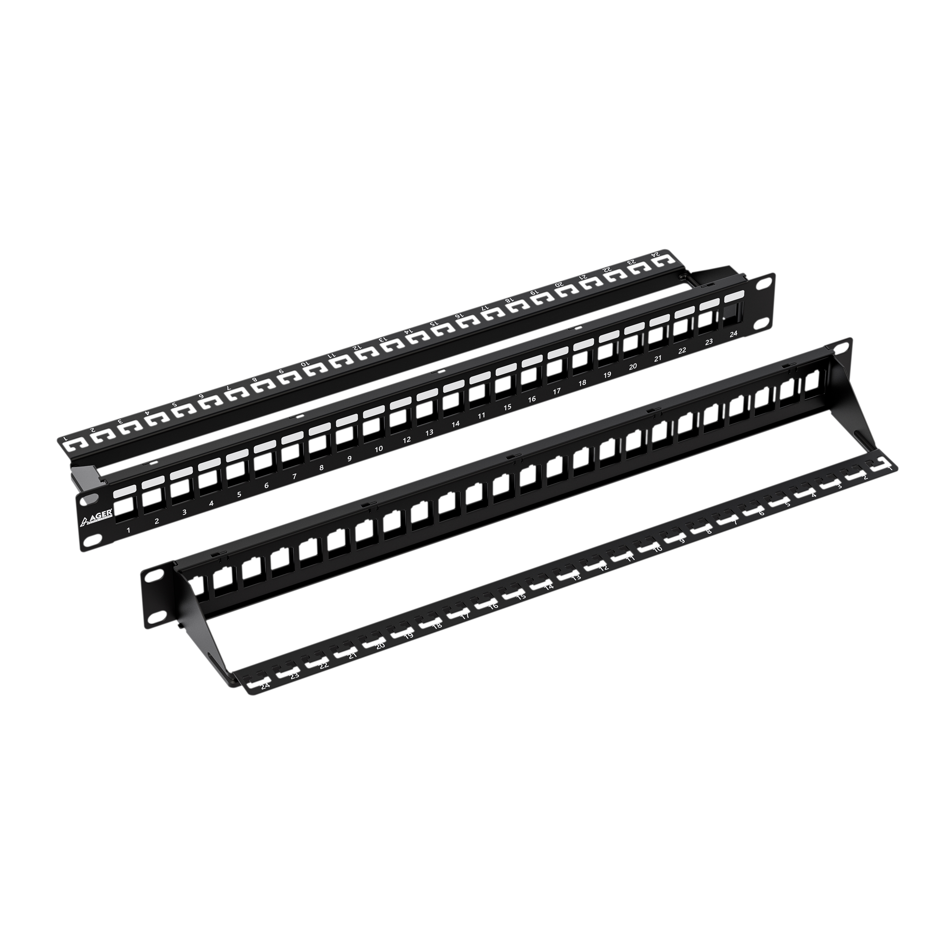 AGER AC-610-24 MODULER UTP/FTP CAT6/CAT6A 24 PORT BOŞ 1U ZIRHLI PATCH PANEL