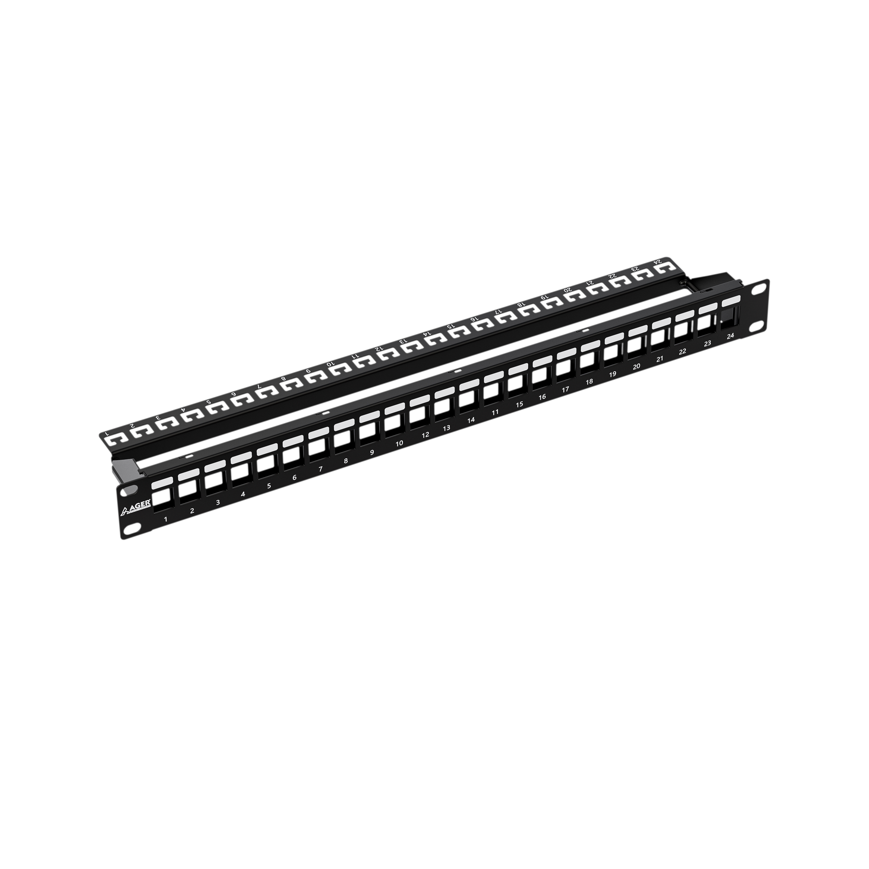 AGER AC-610-24 MODULER UTP/FTP CAT6/CAT6A 24 PORT BOŞ 1U ZIRHLI PATCH PANEL