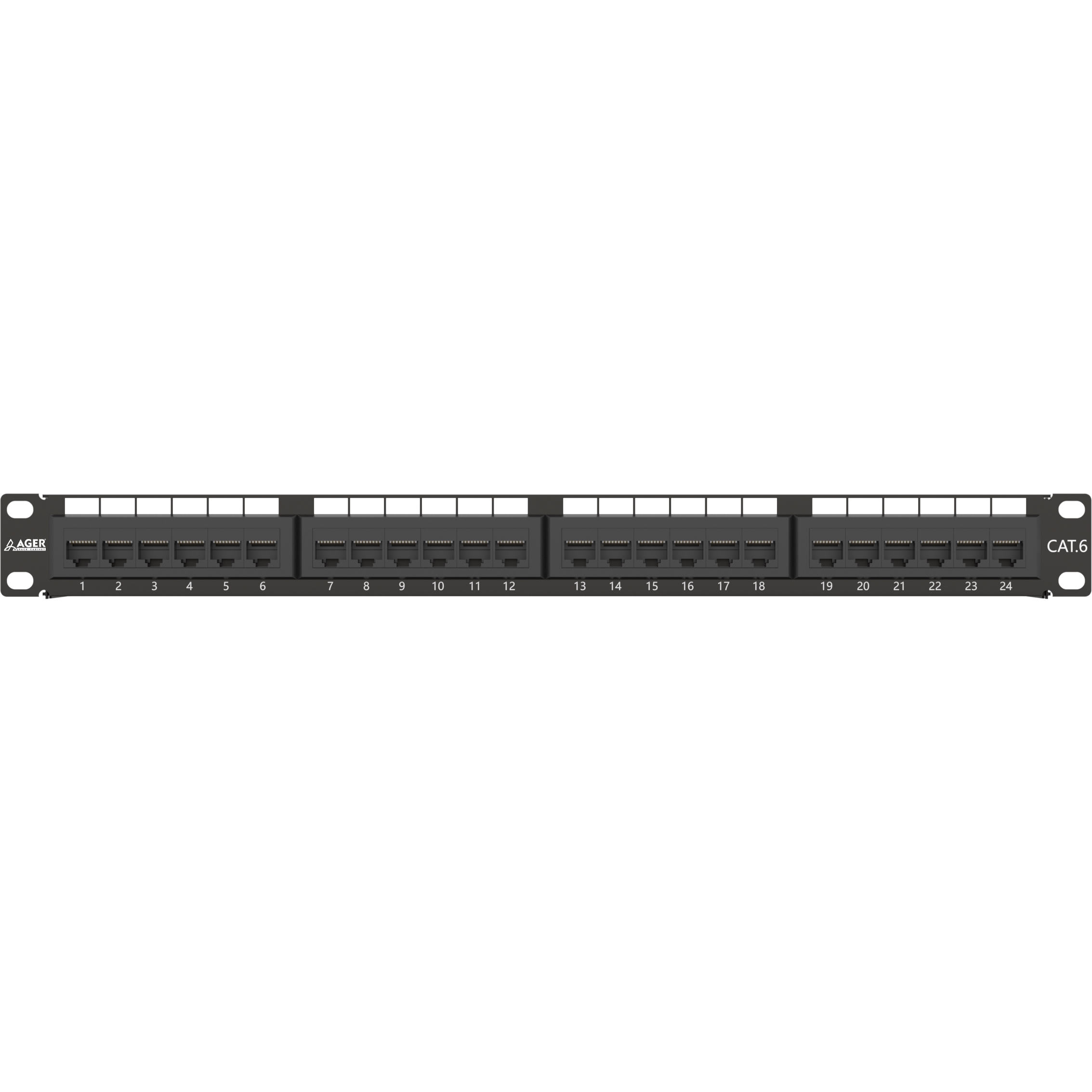 AGER AC-611-24E 8P8C,LSA,ALTIN KONTAK 24 PORT CAT6 DOLU 1U ZIRHSIZ PATCH PANEL