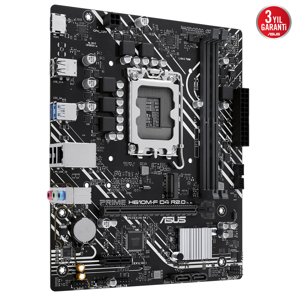 ASUS PRIME H610M-F D4 R2.0 2xDDR4 HDMI 1xM.2 1xGLAN 1700P ANAKART