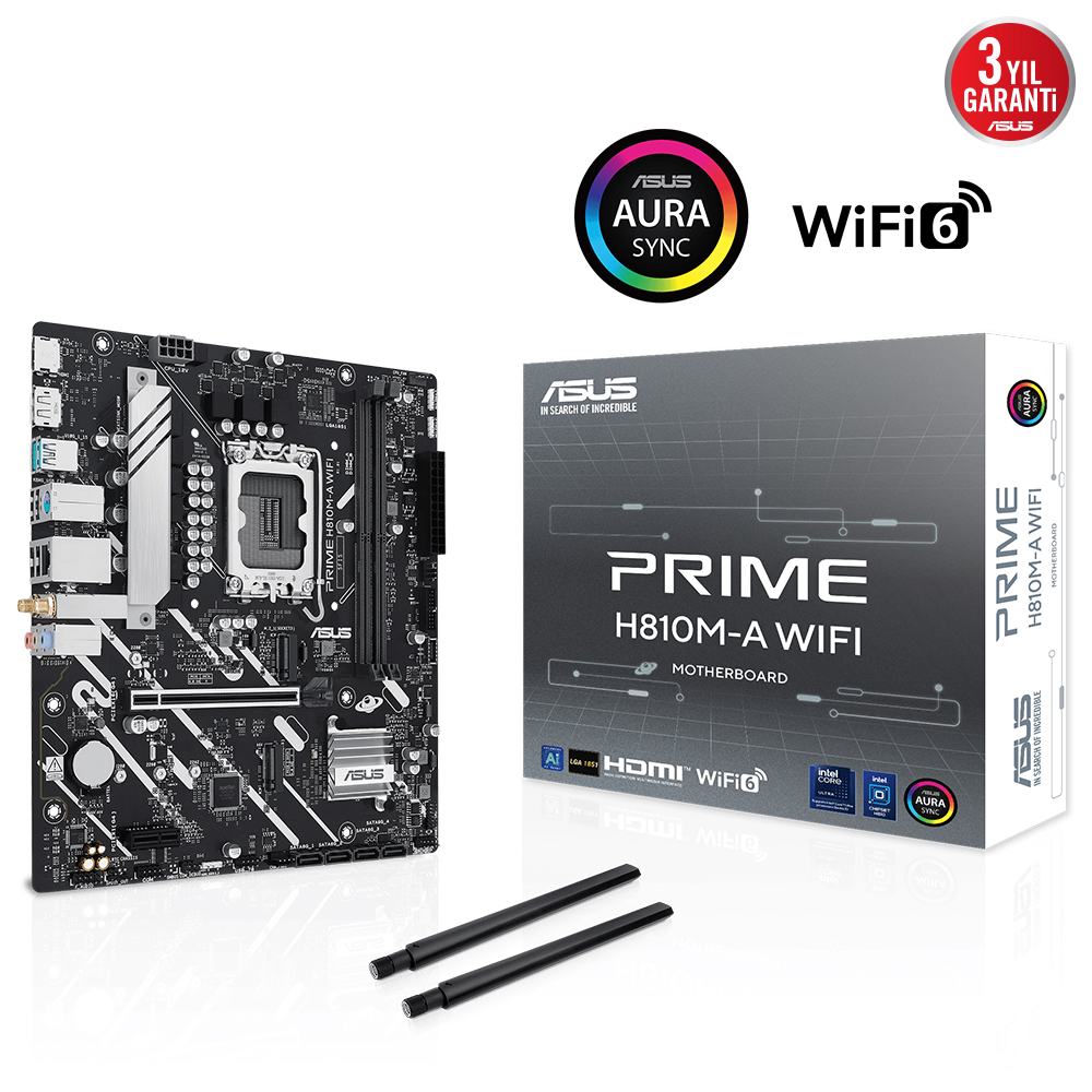 ASUS PRIME H810M-A WIFI 2x DDR5 DP/HDMI 2x M.2 1x 2.5GLAN/WIFI/BT USB3.2 1851P ANAKART