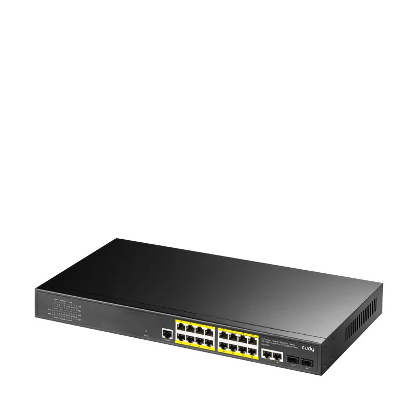 CUDY GS2018PS2-200W 16 PORT 10/100/1000 16 PORT POE+ 2 PORT UPLINK +2 SFP YONETILEBILIR RACK MOUNT SWITCH