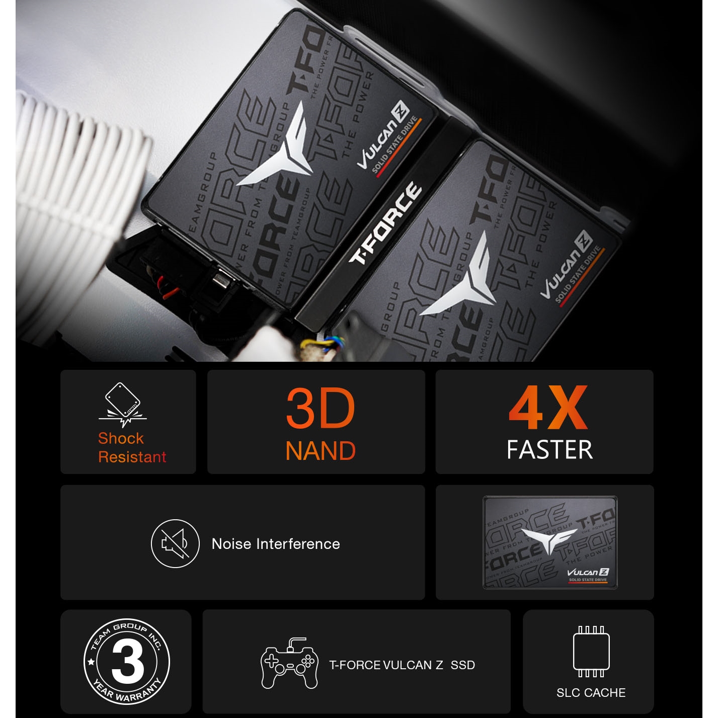 TEAM VULCAN Z 256GB 520/450MB/s SATA 3.0 SSD T253TZ256G0C101