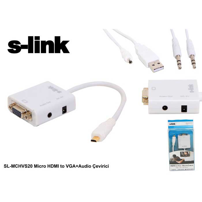 S-LINK SL-MCHVS20 MICRO HDMI to VGA+AUDIO ÇEVİRİCİ