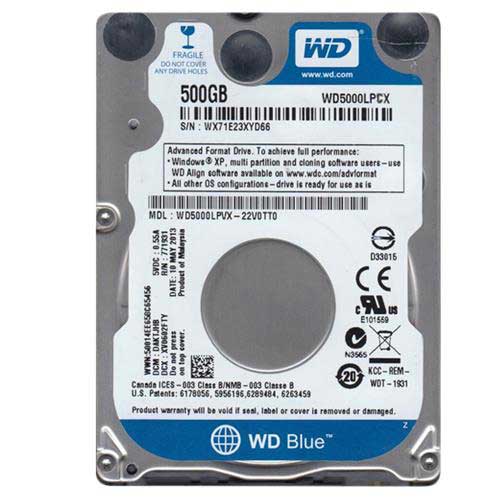 WD BLUE 500GB 5400 RPM 16MB SATA3 6Gbit/sn WD5000LPCX NOTEBOOK HDD