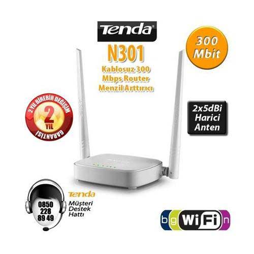 TENDA N301 300MBPS 4PORT 2 ANTEN 5DBI 2.4GHz INDOOR WPS-WDS ROUTER/AP