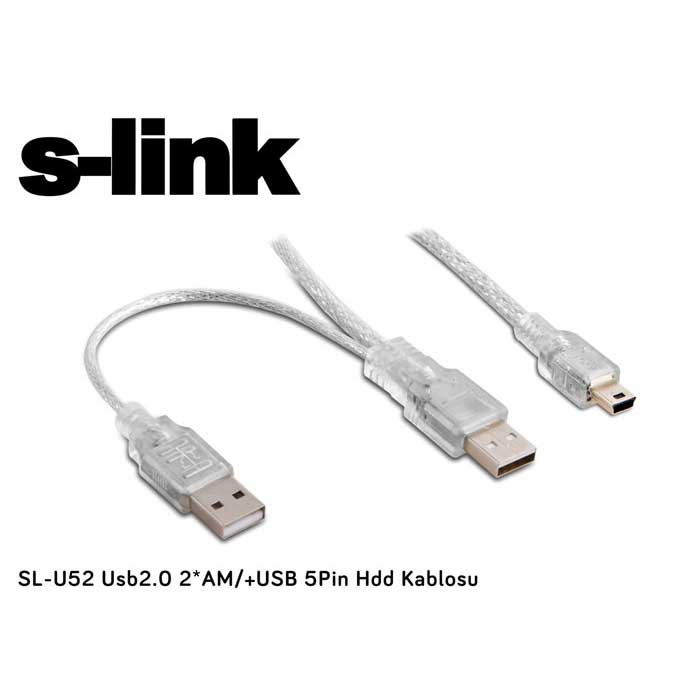 S-LINK SL-U52 USB 2.0 2*AM/+USB 5 PIN HDD KABLO