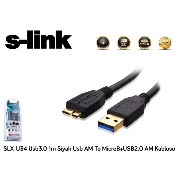 S-LINK SLX-U34 USB 3.0 1 MT MICRO-B HDD KABLO