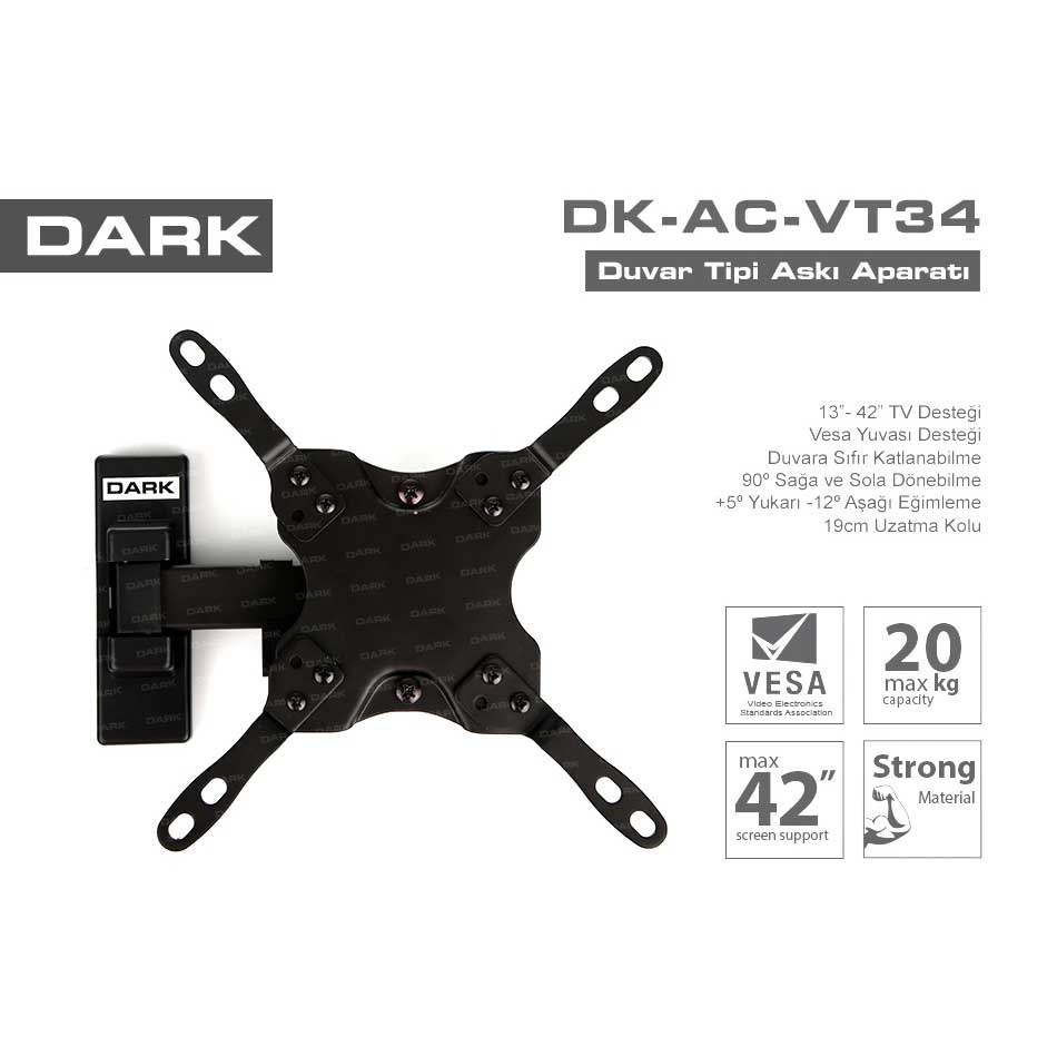 DARK DK-AC-VT34 DUVAR ASKI APARATI HAREKETLİ 13" - 42"