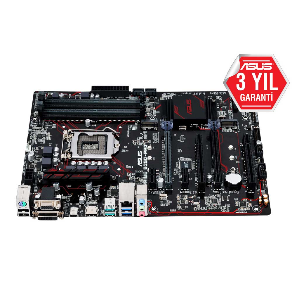 ASUS PRIME B250-PRO B250 4xDDR4 VGA+DVI+HDMI 1xGLAN USB 3.1 1151Pin ANAKART