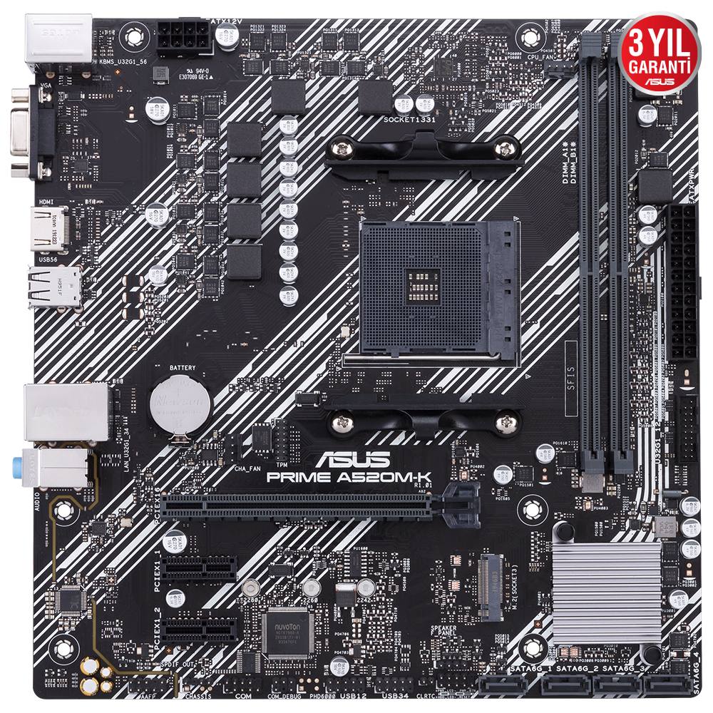 ASUS PRIME A520M-K 2xDDR4 VGA+HDMI 1xM2 AM4 ANAKART