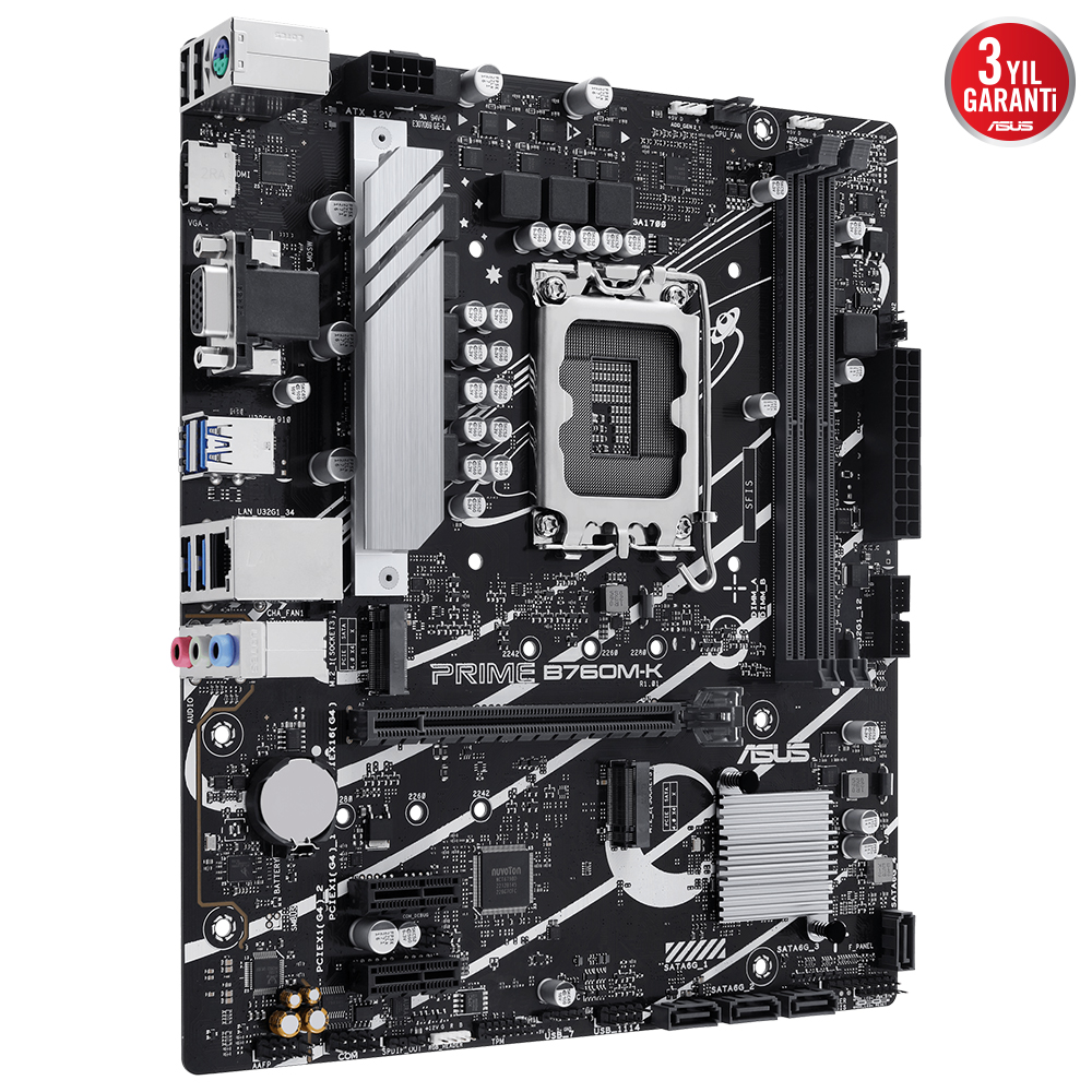 ASUS PRIME B760M-K 2xDDR5 VGA/HDMI 2xM.2 1xGLAN 1700P (12.Gen 13.Gen) ANAKART