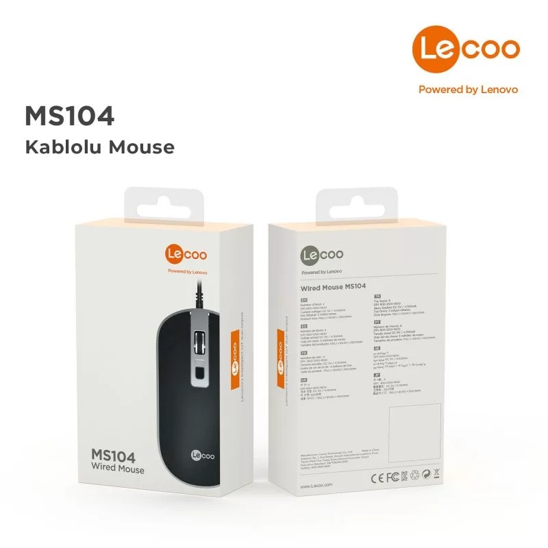 LECOO MS104 KABLOLU 1600 DPI SİYAH MOUSE