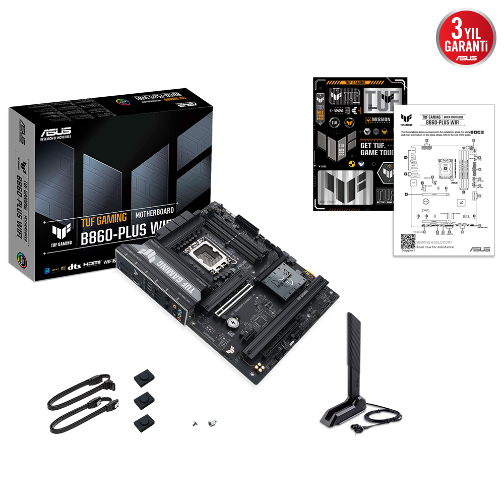 ASUS TUF GAMING B860-PLUS WIFI 4x DDR5 DP/HDMI 3x M.2 1x 2.5GLAN/WIFI7/BT USB3.2 1851P ANAKART