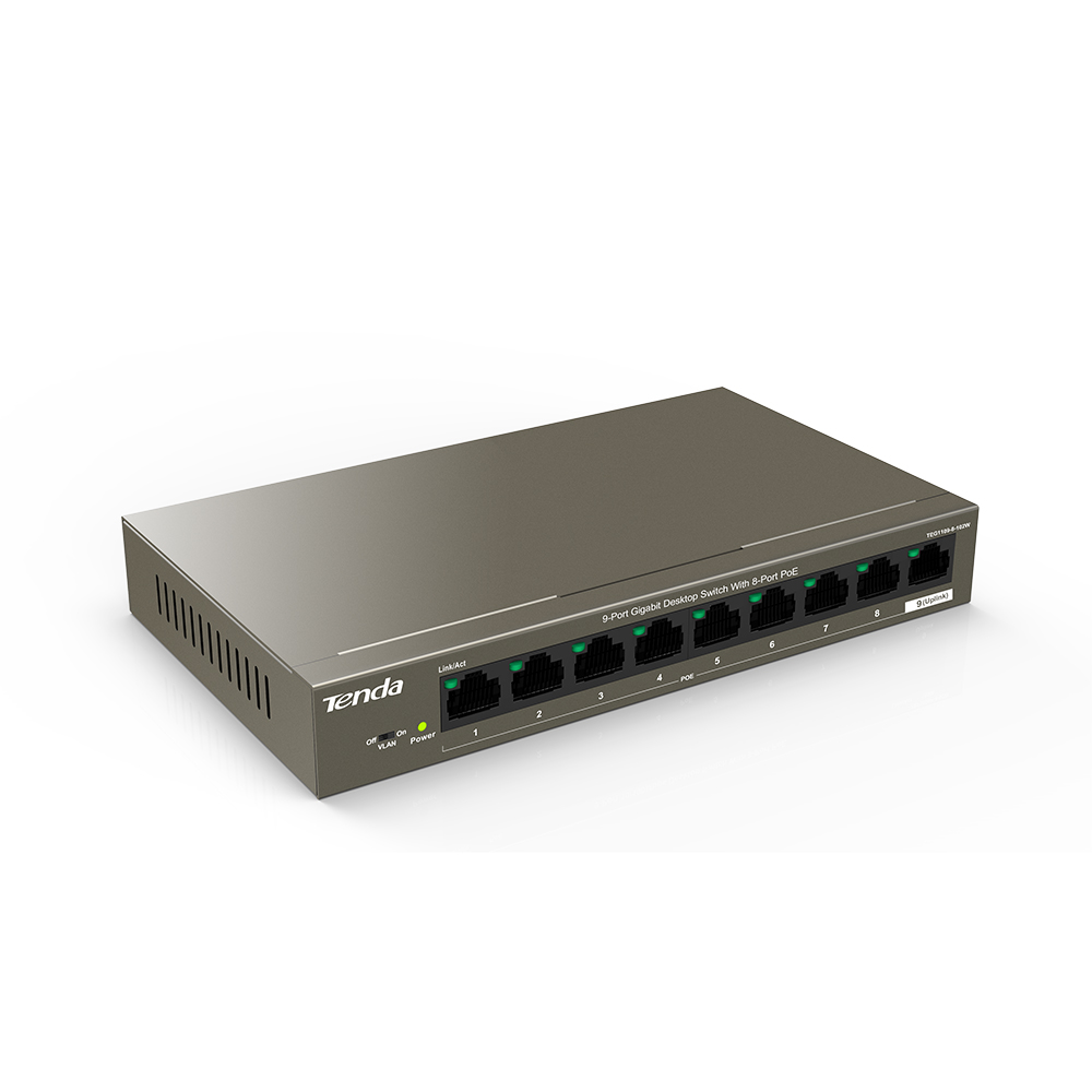 TENDA TEG1109P-8-102W 9 PORT 10/100/1000 8 PORT POE 102W YONETILEMEZ DESKTOP SWITCH