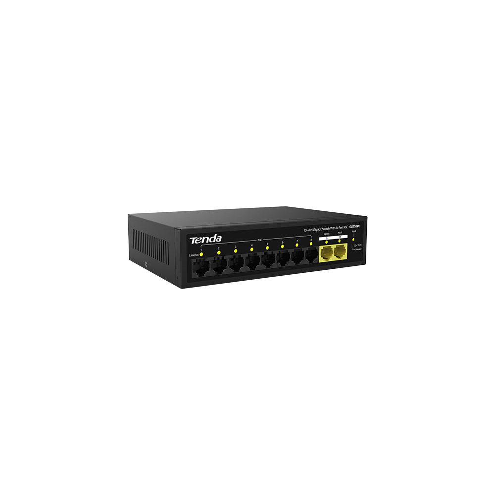 TENDA SG110PC 10 PORT 10/100/1000 8 PORT POE 2 PORT UPLINK 100W YONETILEMEZ DESKTOP SWITCH