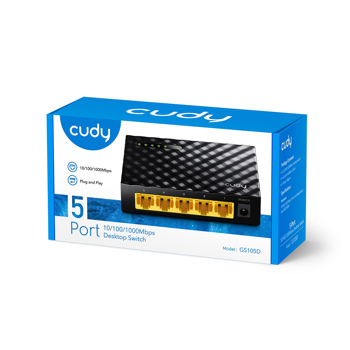 CUDY GS105D 5 PORT 10/100/1000 YONETILEMEZ DESKTOP SWITCH PLASTİK KASA