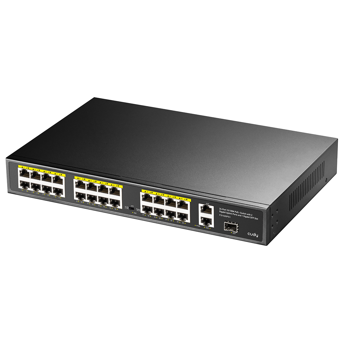 CUDY FS1026PS1 24 PORT 10/100 24 PORT POE+ 2 PORT UPLINK + 1 SFP 300W YONETILEMEZ RACK MOUNT SWITCH