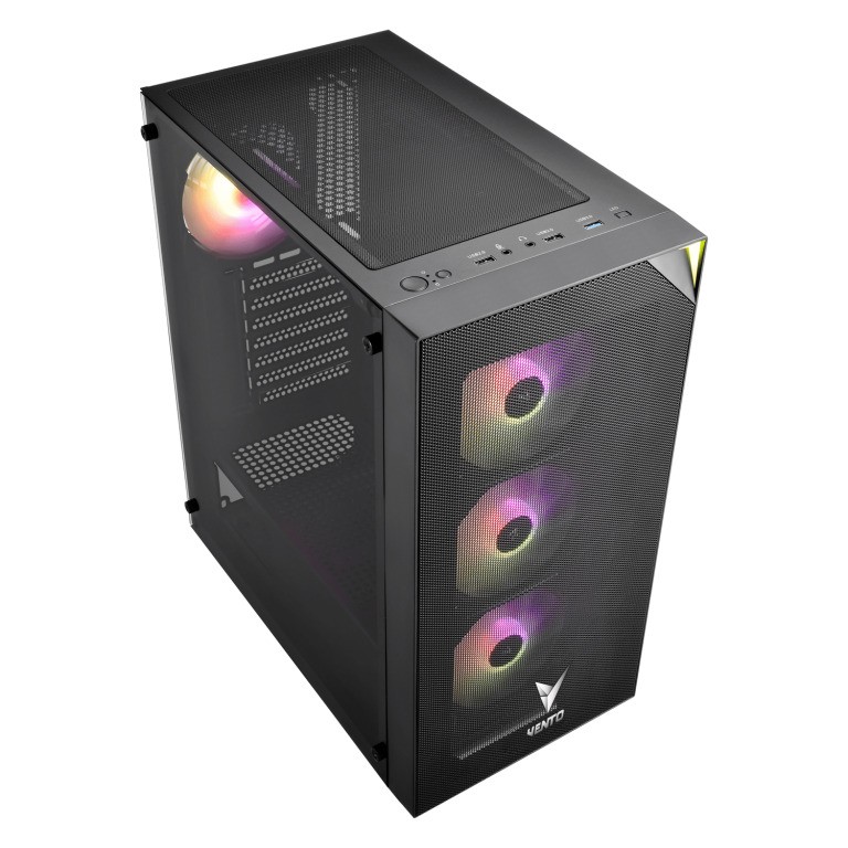 VENTO VG3400S PSU YOK 4x12CM RGB FAN ATX MESHED PANEL 2xUSB2.0/1xUSB3.0 SİYAH GAMING KASA