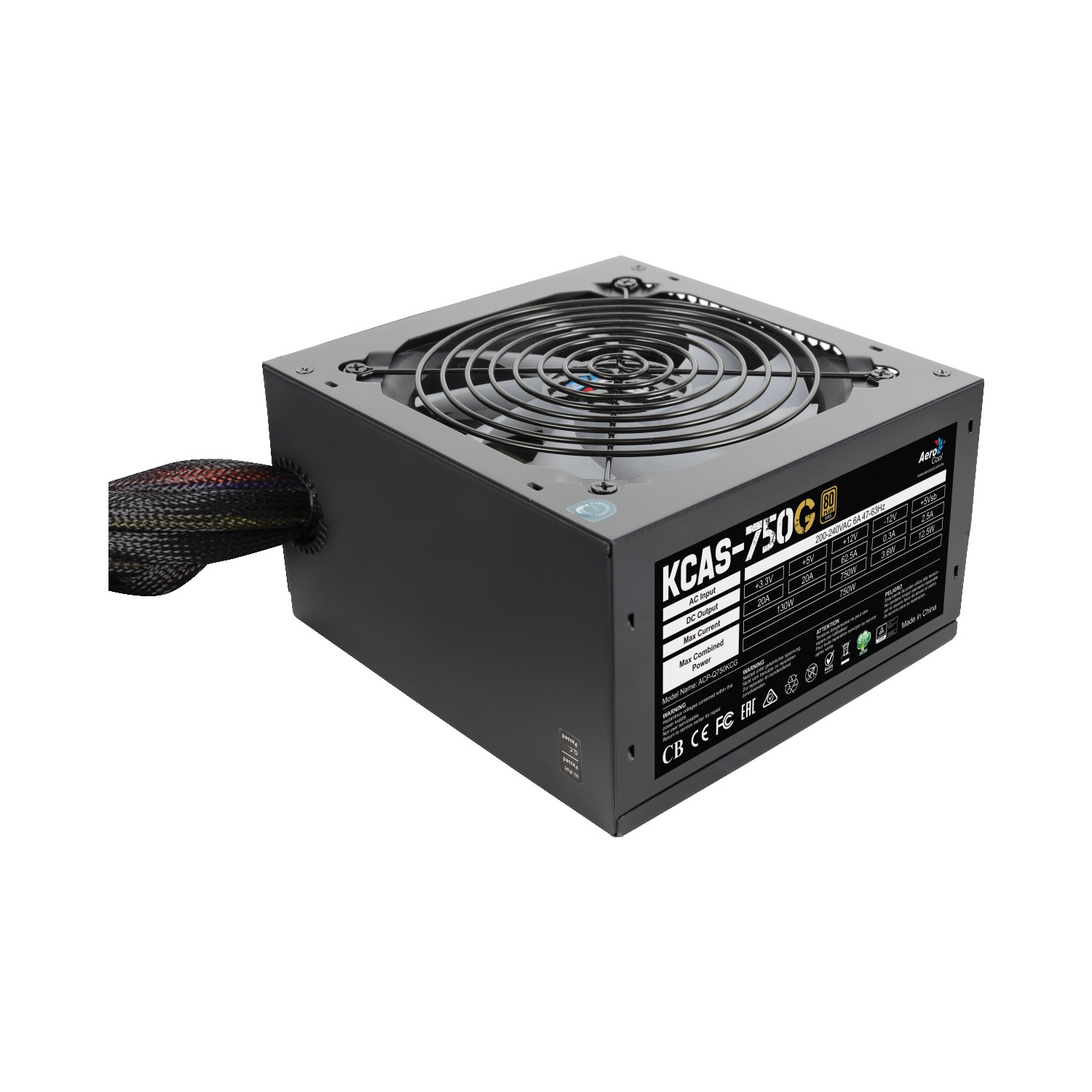 AEROCOOL KCAS PLUS 750W 80+ GOLD RGB LED POWER SUPPLY AE-KCASP750RGB