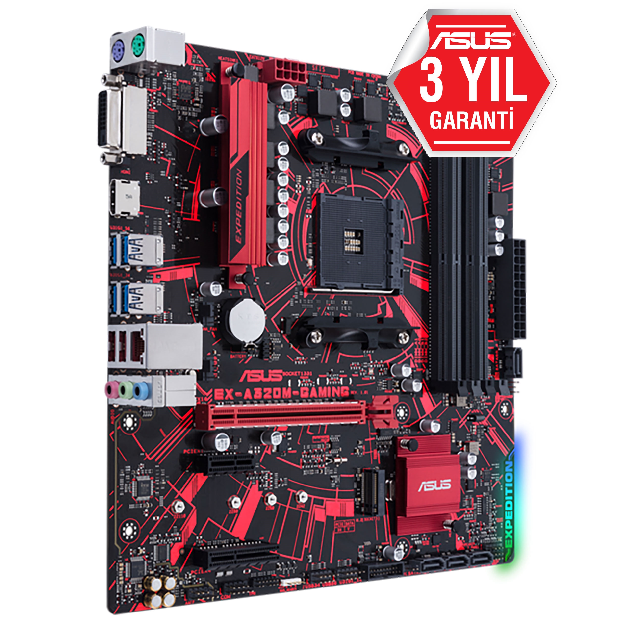 ASUS EX-A320M-GAMING A320 4xDDR4 DVI+HDMI 16X M.2 AM4 ANAKART